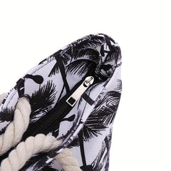 Coconut Tree Beach Tote Bag Large Canvas Shoulder Shopping Zipper Bag