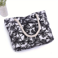 Coconut Tree Beach Tote Bag Large Canvas Shoulder Shopping Zipper Bag