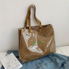 Clear Letter Graphic Tote Bag Canvas Shoulder Bag