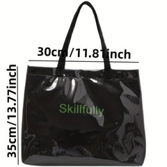Clear Letter Graphic Tote Bag Canvas Shoulder Bag