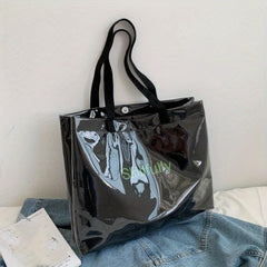 Clear Letter Graphic Tote Bag Canvas Shoulder Bag