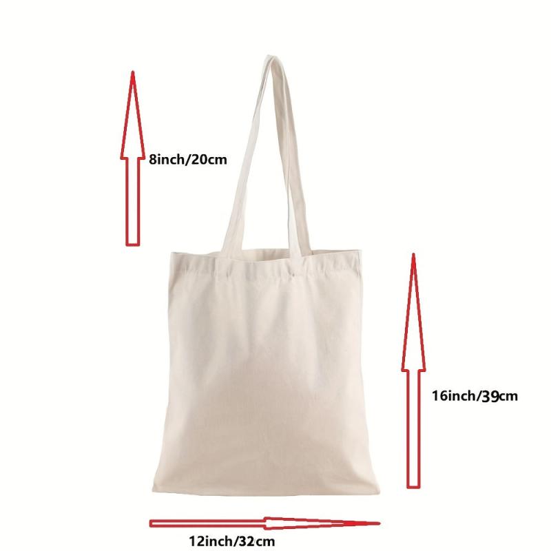 Letter & Sunflower Pattern Canvas Bag Lightweight All Match Storage Bag