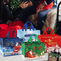 8PCS Christmas Gift Bags Non Woven Shopping Tote Bags With Handles