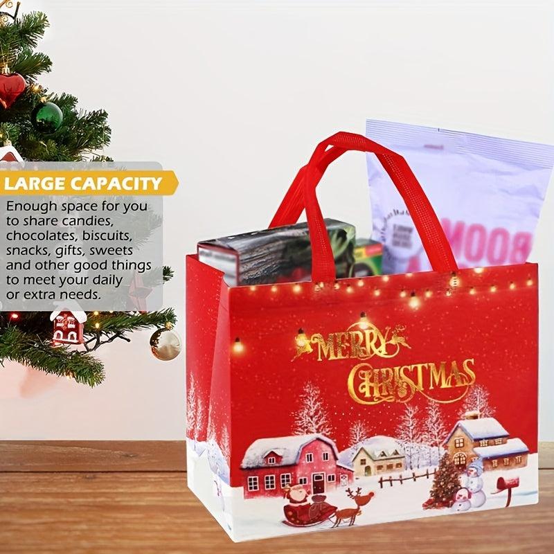 8PCS Christmas Gift Bags Non Woven Shopping Tote Bags With Handles