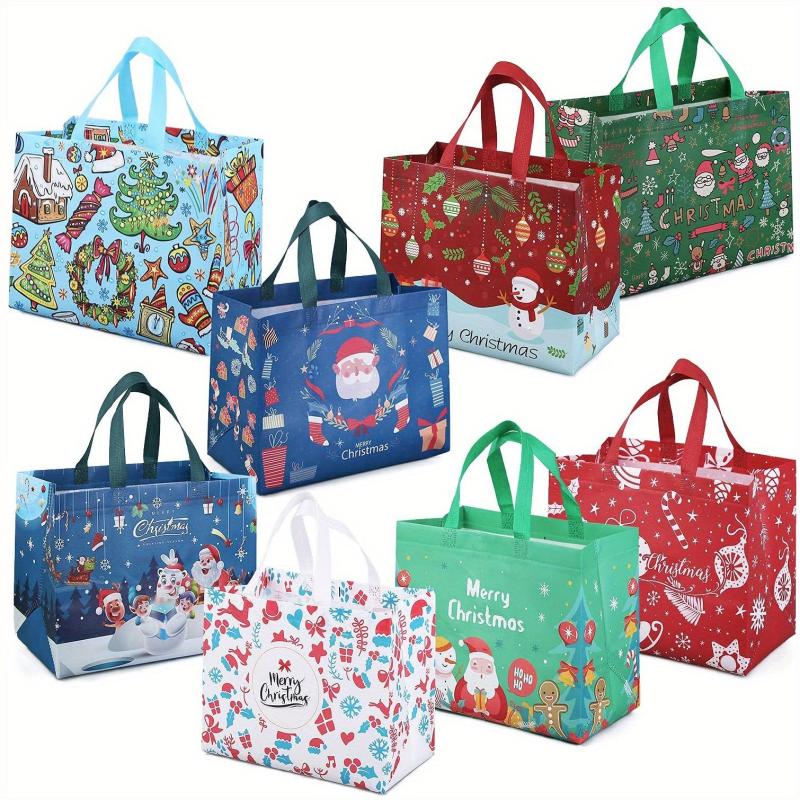 8PCS Christmas Gift Bags Non Woven Shopping Tote Bags With Handles