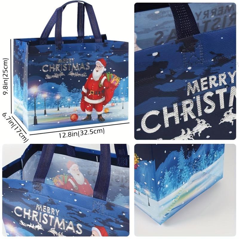 8PCS Christmas Gift Bags Non Woven Shopping Tote Bags With Handles