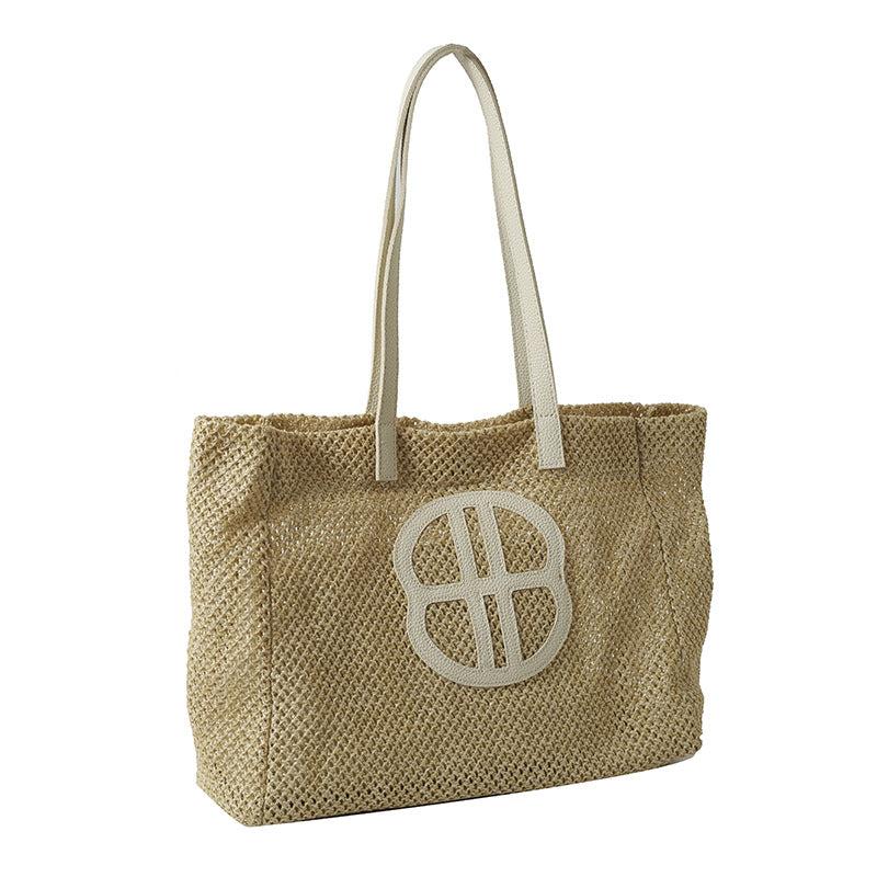 Straw Woven Summer Tote Bag Large Capacity Beach Shoulder Bag