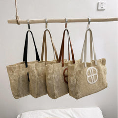 Straw Woven Summer Tote Bag Large Capacity Beach Shoulder Bag