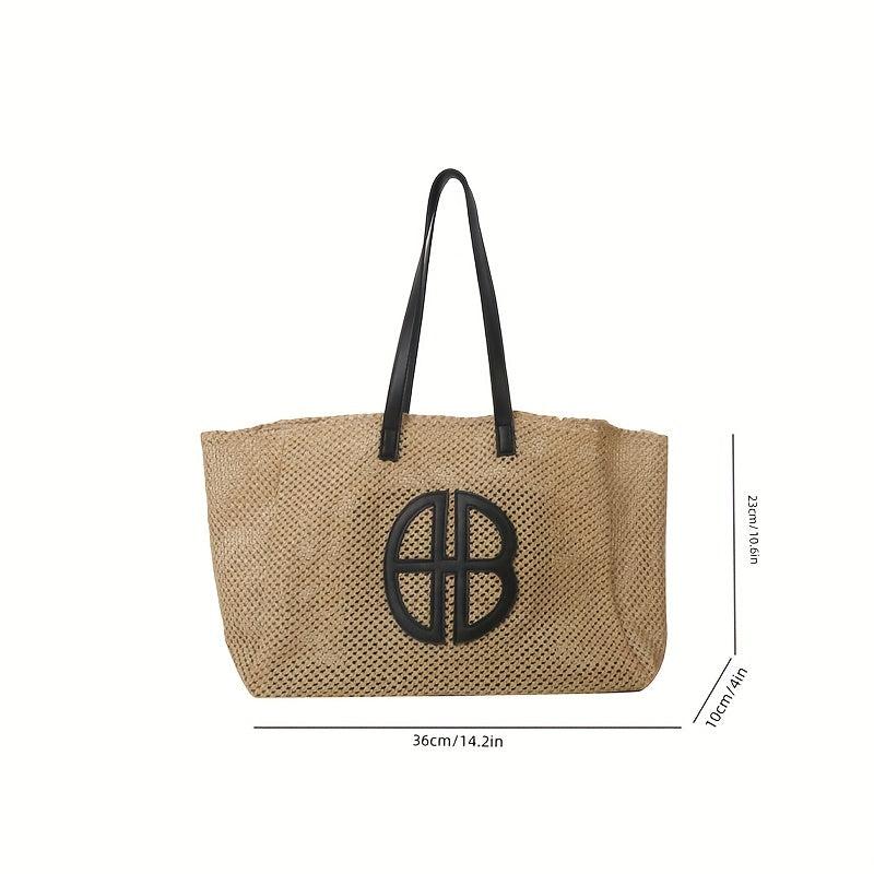 Straw Woven Summer Tote Bag Large Capacity Beach Shoulder Bag