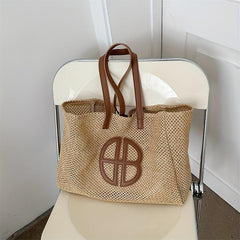 Straw Woven Summer Tote Bag Large Capacity Beach Shoulder Bag