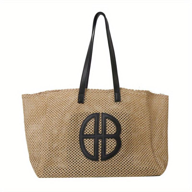 Straw Woven Summer Tote Bag Large Capacity Beach Shoulder Bag