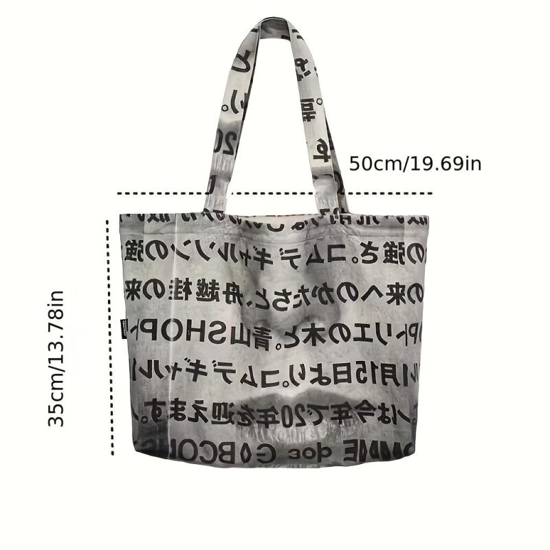 Japanese Style Canvas Tote Bag Letter Print Shoulder Bag