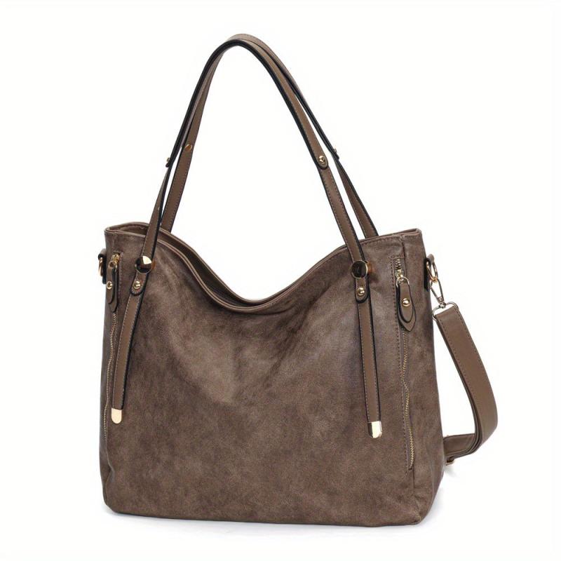 Vintage Large Capacity Tote Bag Retro PU Leather Shoulder Bag Women's Casual Han