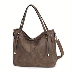Vintage Large Capacity Tote Bag Retro PU Leather Shoulder Bag Women's Casual Han