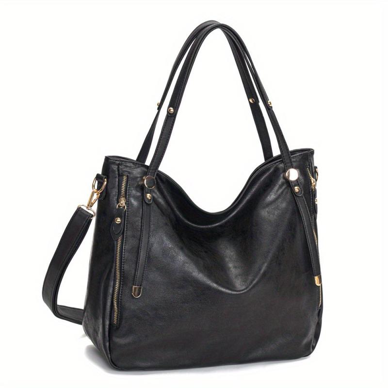 Vintage Large Capacity Tote Bag Retro PU Leather Shoulder Bag Women's Casual Han
