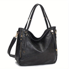 Vintage Large Capacity Tote Bag Retro PU Leather Shoulder Bag Women's Casual Han