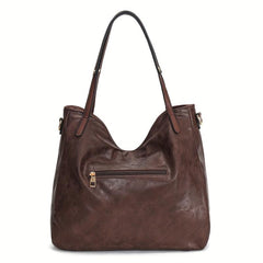 Vintage Large Capacity Tote Bag Retro PU Leather Shoulder Bag Women's Casual Han