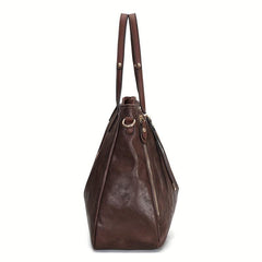 Vintage Large Capacity Tote Bag Retro PU Leather Shoulder Bag Women's Casual Han