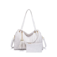 Solid Tote Bag Large capacity Shoulder Bag Fashionable Handbag With Tassel