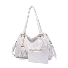 Solid Tote Bag Large capacity Shoulder Bag Fashionable Handbag With Tassel