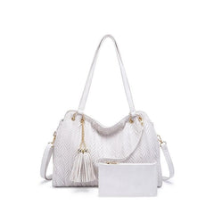 Solid Tote Bag Large capacity Shoulder Bag Fashionable Handbag With Tassel