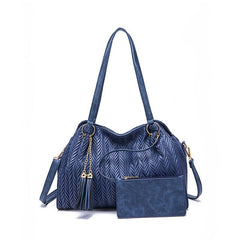 Solid Tote Bag Large capacity Shoulder Bag Fashionable Handbag With Tassel