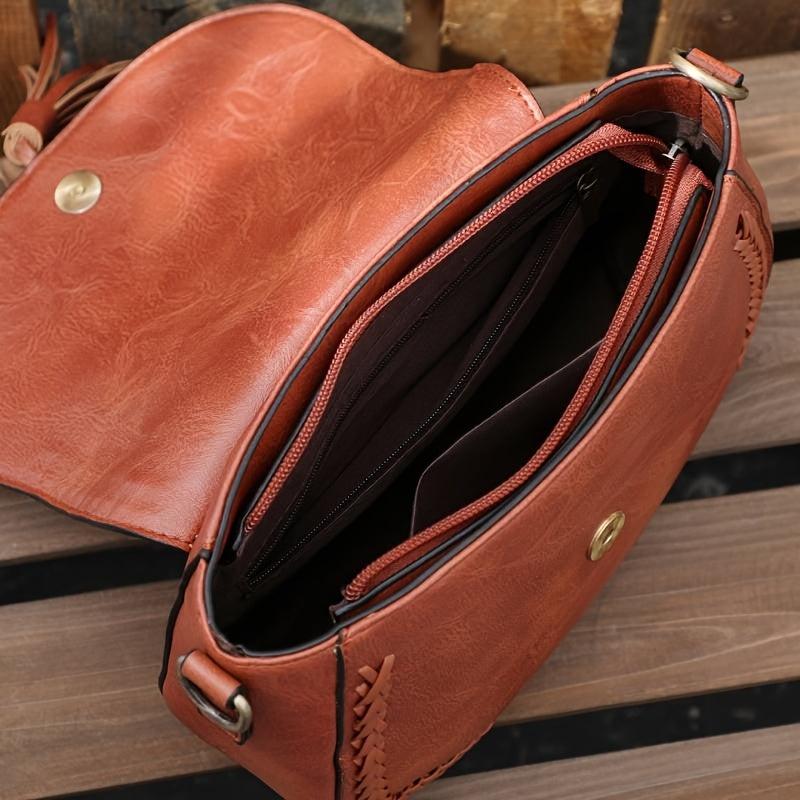 Tassel Decor Saddle Bag Crossbody Bag Women's Flap Shoulder Bag