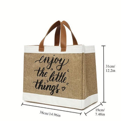 Vintage Letter Graphic Tote Bag Large Capacity Satchel Bag