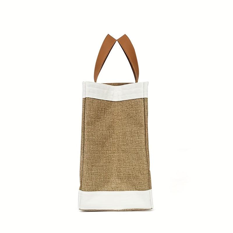 Vintage Letter Graphic Tote Bag Large Capacity Satchel Bag
