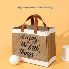 Vintage Letter Graphic Tote Bag Large Capacity Satchel Bag