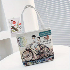 Women's Print Tote Handbag Satchel Bag Zipper All Match Bag