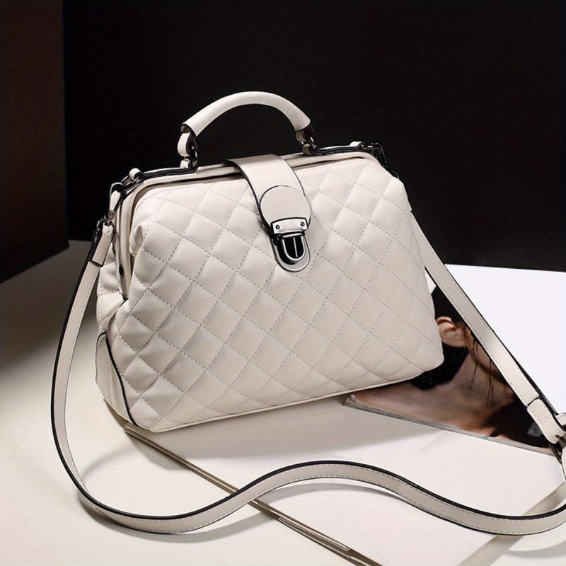 Quilted Detail Tote Bag Faux Leather Satchel for Work