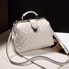Quilted Detail Tote Bag Faux Leather Satchel for Work