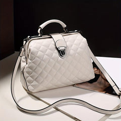 Quilted Detail Tote Bag Faux Leather Satchel for Work