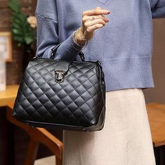 Quilted Detail Tote Bag Faux Leather Satchel for Work