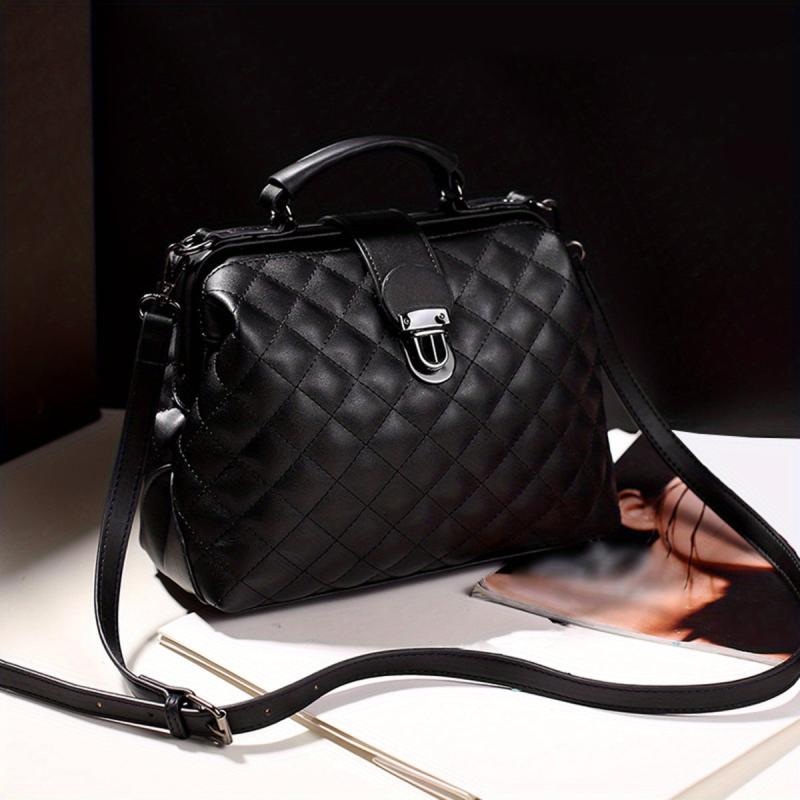 Quilted Detail Tote Bag Faux Leather Satchel for Work