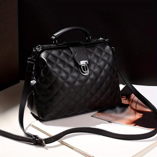 Quilted Detail Tote Bag Faux Leather Satchel for Work