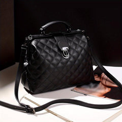 Quilted Detail Tote Bag Faux Leather Satchel for Work