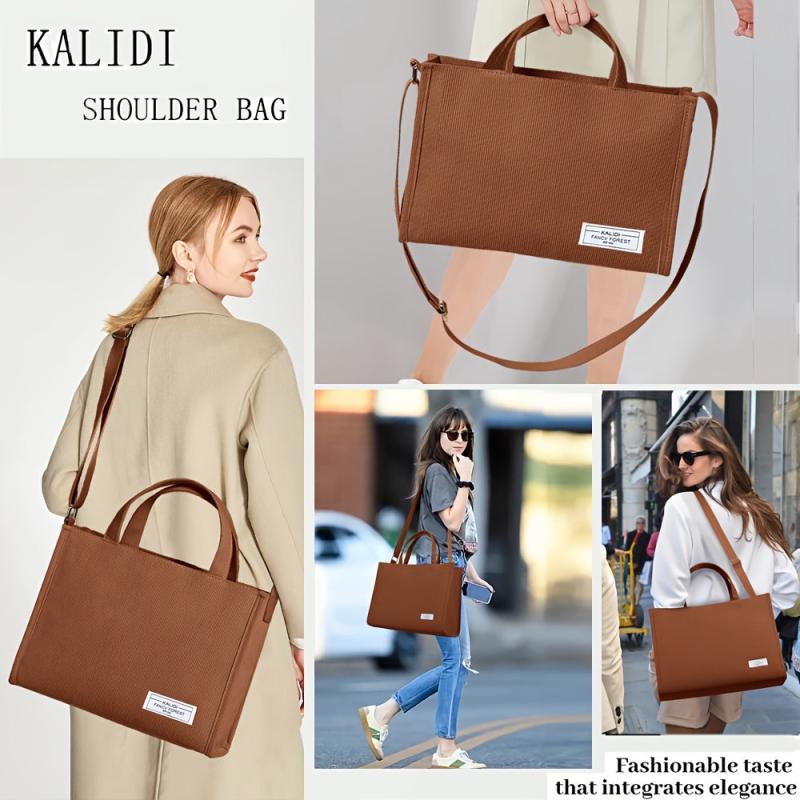 Corduroy Tote Bag Casual Shoulder Bag Retro Crossbody Bag For Women
