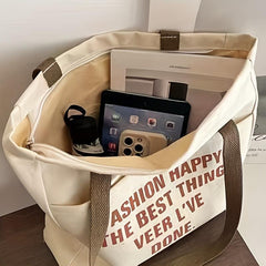 Casual Letter Pattern Tote Bag Large Capacity Shoulder Bag