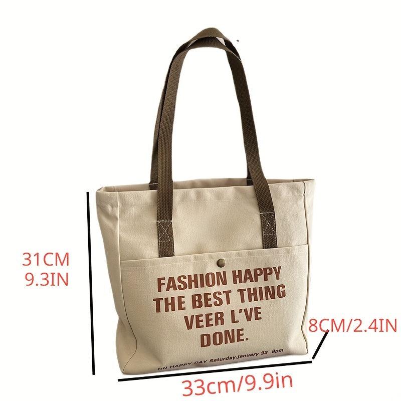 Casual Letter Pattern Tote Bag Large Capacity Shoulder Bag