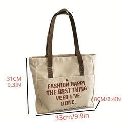 Casual Letter Pattern Tote Bag Large Capacity Shoulder Bag