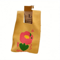 Cartoon Flower Duck Pattern Knitted Bag Handbag Niche Storage Bag