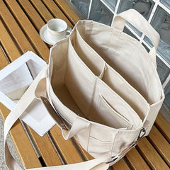 Minimalist Canvas Large Capacity Handbag Solid Versatile Storage Shoulder Bag