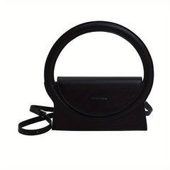 Letter Graphic Round Handle Satchel Purse Faux Leather Crossbody Bag