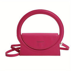 Letter Graphic Round Handle Satchel Purse Faux Leather Crossbody Bag