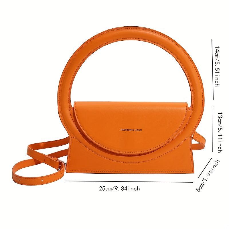 Letter Graphic Round Handle Satchel Purse Faux Leather Crossbody Bag