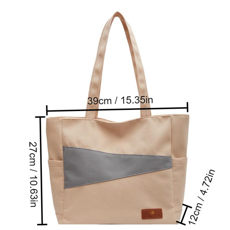 Colorblock Canvas Handbag School Work Lightweight Bag