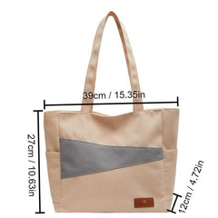 Colorblock Canvas Handbag School Work Lightweight Bag