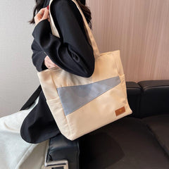 Colorblock Canvas Handbag School Work Lightweight Bag